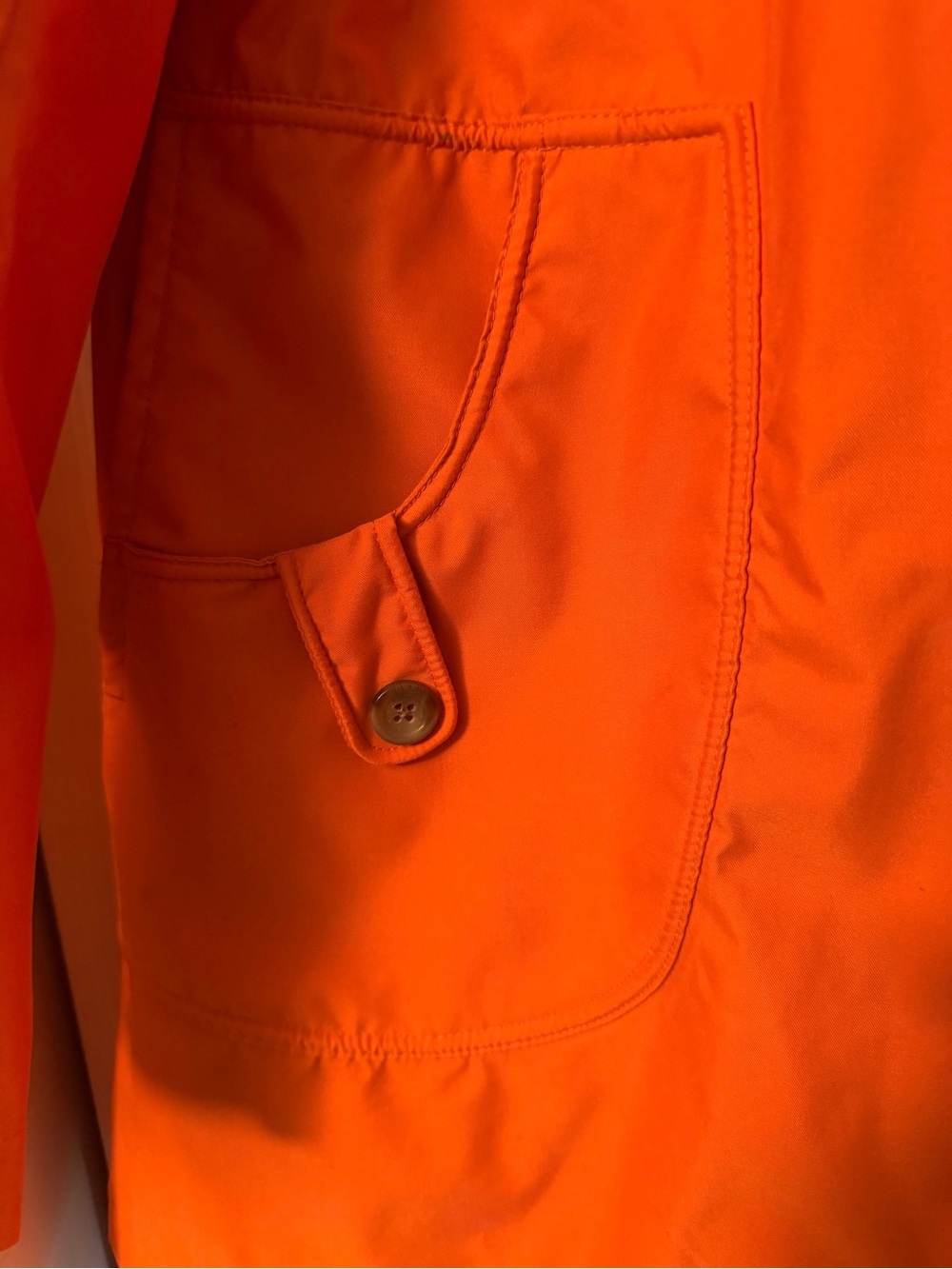 Vintage Lands' End Women's XL Orange Soft Fabric Raincoat Zipper Snaps 24"across - Picture 5 of 10